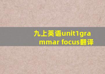 九上英语unit1grammar focus翻译